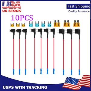 10pc 12V Car Add-a-Circuit Fuse Adapter w/ Standard & Mini Tap Blade Fuse Holder - Picture 1 of 8
