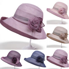 Women Sun Hat Derby Church Organza Summer Bridal Lace Tea Party Hat Foldable