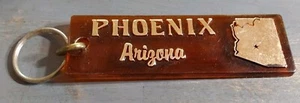 Vintage Phoenix Arizona Keychain Tortoise Brown Gold Large Phoenix Airport - Picture 1 of 2