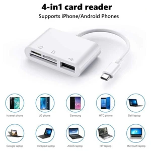 OTG TF/SD Card Reader HUB Android Samsung iPhone iPad Data Transfer Photo/Videos - Picture 1 of 14