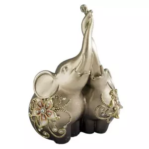 Saphir Rose Polyresin Elefanten verschlungen dekorative Statue - 13,5 Zoll H - Bild 1 von 1