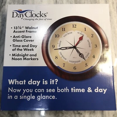 Relojes de día | Reloj de pared de hora y día de semana | Reloj analógico semanal con días | Foto 1 de 4