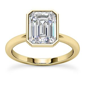 New! Bezel Solitaire 2.05 Ct H VVS1 Natural Emerald Cut Diamond Engagement Ring