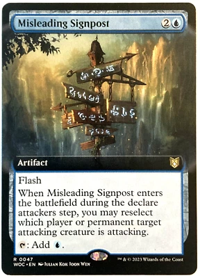 MTG Misleading Signpost EXTENDED ART Wilds of Eldraine Commander 47 NM - Image 1 of 4