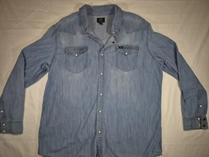 Lee's Herren Light Denim Premium Qualität Perlen Druckknöpfe Taschen Hemd Gr. XXL - Bild 1 von 17