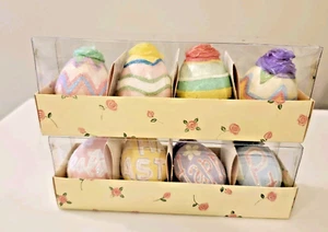 Real Eggshell Easter Egg Ornaments Set Of 8 Pastels Hand Painted Decorative - Picture 1 of 8