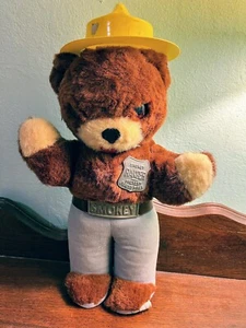 VINTAGE IDEAL SMOKEY RANGER ORSO DI PELUCHE GIOCATTOLO, 13 POLLICI, PAGLIA IMBOTTITA - Foto 1 di 7