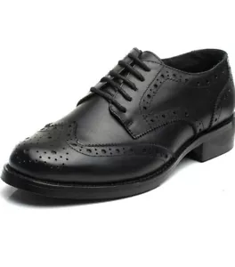 U-lite Women's Perforated Lace-up Wingtip Black Leather Flat Oxfords Size 8 NEW - Picture 1 of 3