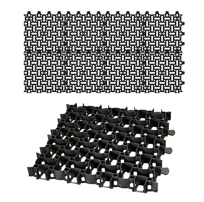 8x Rasengitter 50x50cm schwarz Kies Waben Rasen Steine Paddock Platten Matten - Bild 1 von 4