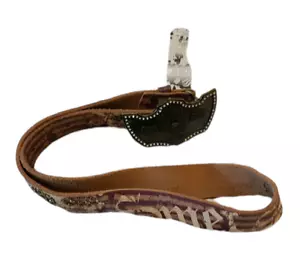 Smet Women's Vintage Plum Belt & Buckle Size L Large Handmade Genuine Leather - Picture 1 of 8