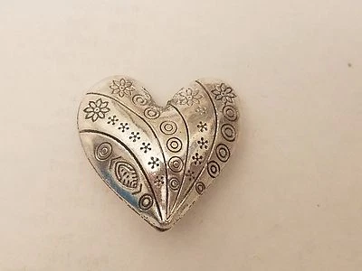 Cuentas de corazón de plata antigua tibetana, sin plomo y níquel, 30x30x14 mm, cantidad 2 Foto 1 de 4