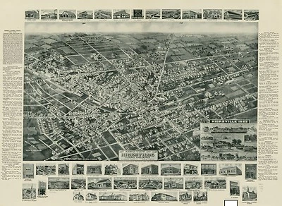 1925 BIRD'S EYE VIEW HICKSVILLE LONG ISLAND NASSAU COUNTY NEW YORK POSTER MAP - Image 1 of 2