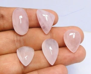 5 PCS 53 CTS LOT NATURAL ROSE QUARTZ LOOSE GEMSTONES CABOCHON MIX SHAPE LO-108 - Picture 1 of 8