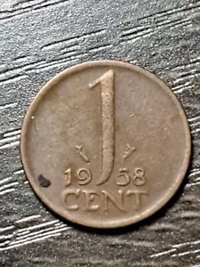1958 NETHERLANDS 1 CENT COIN WP131 - Picture 1 of 2