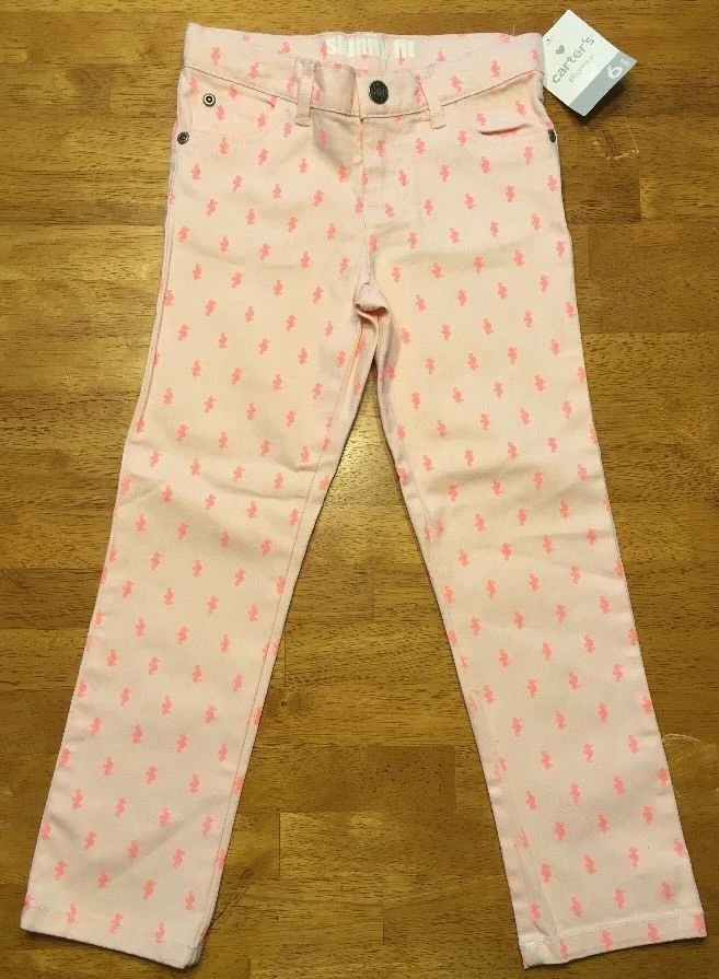 Pantalones de mezclilla ajustados Carter's rosa caballito de mar talla 6 nuevos con etiquetas Foto 1 de 1