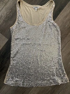 Express Silver Tan Sequin Tank Top Sleeveless Shirt Women's Size XS - Picture 1 of 8
