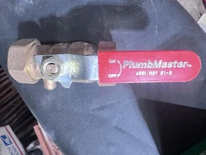 Plumbmaster 3/4” Brass Ball Valve, 400 WOG, ANSI/NSF 61-8 - Picture 1 of 4