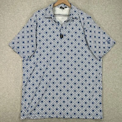 Polo Pure Golf Para Hombre XXL Azul Blanco Geométrico Mejor Sensación Rendimiento Foto 1 de 4