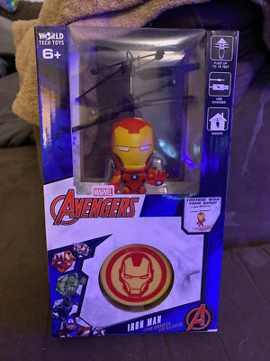 Marvel Avengers Iron Man Flying Character UFO Helicopter w/Remote World Tech Toy - Image 1 of 3