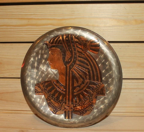 Vintage hand made Egyptian metal wall hanging plate Cover