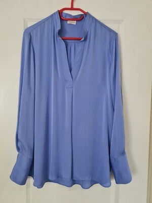 By Malene Birger- blue silk/elastane blouse. 42, fits UK 14/16. Slightly used. - Image 1 of 4