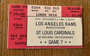 11/4/84 RAMS/CARDINALS TICKET STUB-ERIC DICKERSON 208 YARDS RUSHING - Picture 1 of 1
