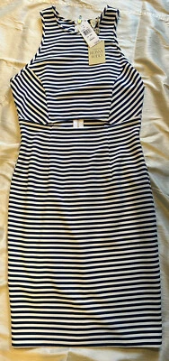 Vestido listrado azul e branco TORN BY RONNY KOBO novo com etiquetas zíper nas costas - Imagem 1 de 4