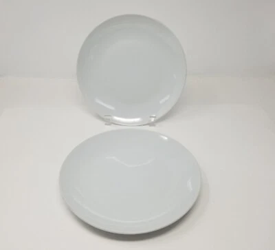 Tabletops Gallery Luna Salad Plates White 8 1/4" Porcelain Set of 2 - Image 1 of 4