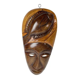 Handgeschnitzte Holz 12 Zoll Stammes Symbol Maske Fischer Spirituell - Bild 1 von 3