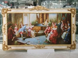 QUADRO IN LEGNO AVORIO FOGLIA ORO E CRISTALLI SOGGIORNO SALA DA PRANZO - Imagen 1 de 1