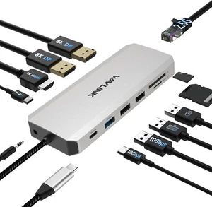 Laptop Dockingstation, WAVLINK Displayport Dockingstation mit Dual DP, HDMI, - Bild 1 von 7