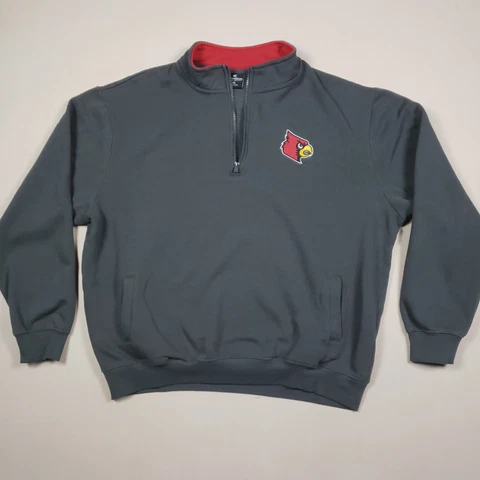 Louisville Cardinals Men Sweatshirt Size XL Gray Quarter Zip Pullover Coliseum Cover