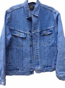 Lee Riders Sanforized Union Made Unisex Blue Vintage Denim Trucker Jacket M - Picture 1 of 6