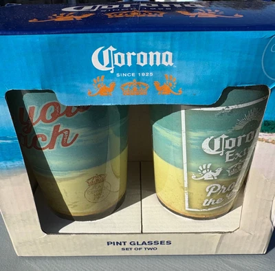 Juego de 2 vasos de pinta Corona Find Your Beach de cerveza de 16 oz La Cerveza Mas Fina Foto 1 de 4