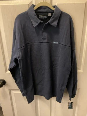 NWT Point Zero 2 Button Pull On Sweat Shirt L/sleebe Slate Blue Sz M  - Image 1 of 4
