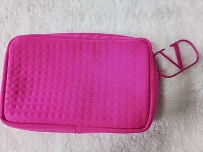 Valentino Womens Textured Pink Mini Beauty Pouch  Preowned - Image 1 of 4