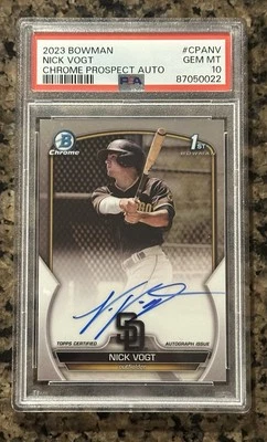 2023 1st Bowman Chrome Nick Vogt #CPANV Chrome Prospect Auto PSA 10 Gem Mint - Image 1 of 2