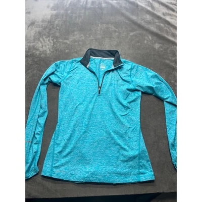 Nike Dri-FIT Running Pullover Top Womens Small Teal Blue Half Zip Thumbholes - Image 1 of 4