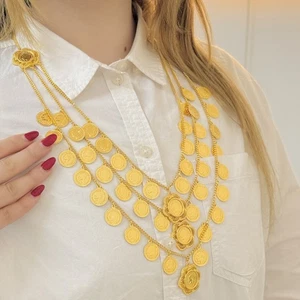 Große Halskette 21 Karat vergoldet graviert Lera zeitlos Luxus Design - Bild 1 von 2