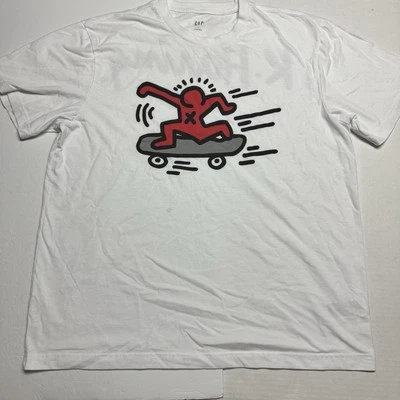 Gap x Keith Haring Double Sided Skateboarder Pop Art T-Shirt  Size: L Flaw-stain — 第 1/4 张图片