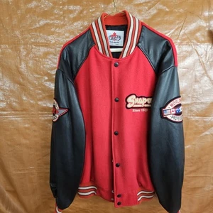 Snap-On Tools Varsity Jacket Red Wool Leather Choko Canada Size L Vintage Rare! - Picture 1 of 10