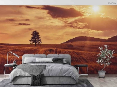 Murales de pared 3D campo cielo puesta de sol paisaje papel tapiz murales pegatina de pared Foto 1 de 4
