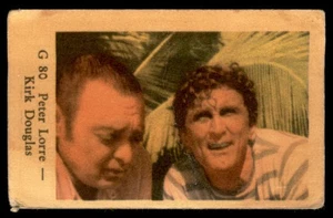 Pequeña tarjeta antigua que muestra Kirk Douglas y Peter Lorre - Imagen 1 de 1