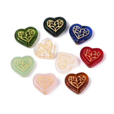 25pcs DIY Handmade Lampwork Heart Beads Vintage Metal Enlaced Love Glass Beads - Image 1 of 3