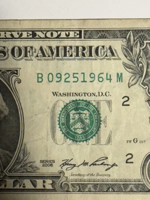 Birthday Note Dollar Bill $1 September 25 1964 09/25/1964 Fancy Serial Number ¥ - Image 1 of 4
