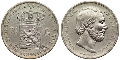 Netherlands - 2-1/2 Gulden 1867 - Willem III, Silver - Image 1 of 3