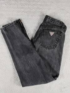 Vtg 80s Guess by Georges Marciano Black High Rise Straight Taper Jeans Sz 27 USA - Picture 1 of 16