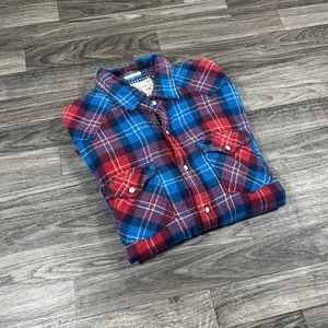 AMERICAN EAGLE Vintage Fit Button Down Blue / Red Plaid Shirt Men's Size Large - Picture 1 of 9