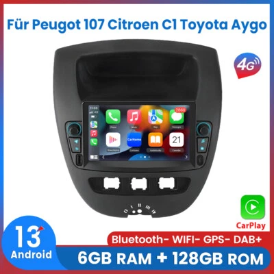 6+128GB Carplay Android Autoradio Für Peugot 107 Citroen C1 Toyota Aygo GPS Navi - Bild 1 von 4