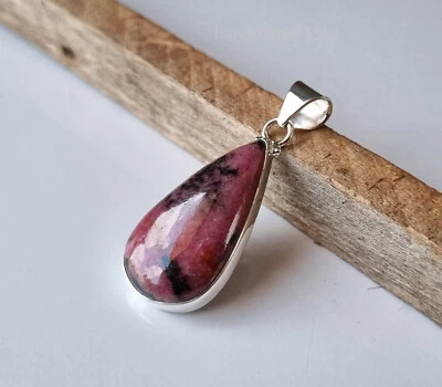 Colgante de piedras preciosas de rodonita de plata de ley 925 hecho a mano para eventos de Halloween PG1076 Foto 1 de 3